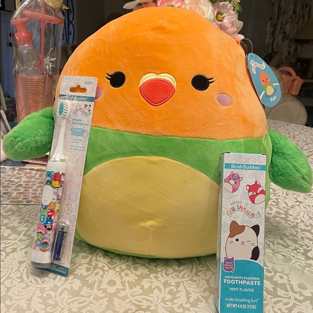 New W/Tags Squishmallow Vibrant Orange and Green Bird Plush
Height 14 inches